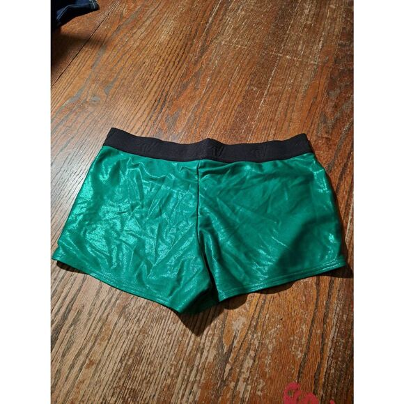 Varsity Spirit Shimmer Green Cheer Shorts Medium Elastic Waist Athletic Dancer - Picture 2 of 2